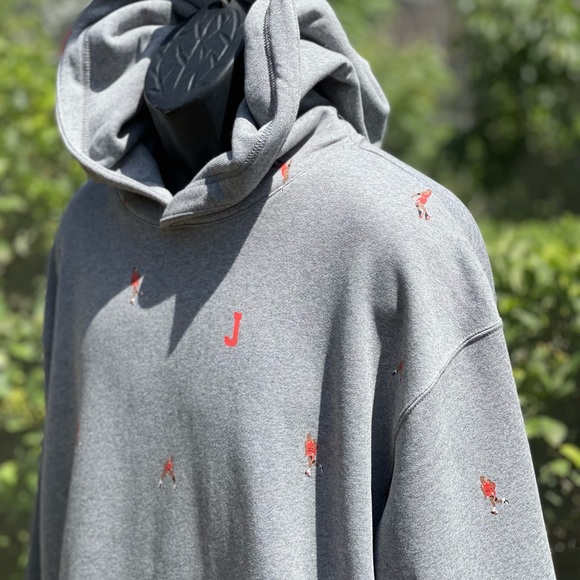 NIKE AIR JORDAN ESSENTIAL STATEMENT ALLOVER HOODIE GRAY - Picture 2 of 8